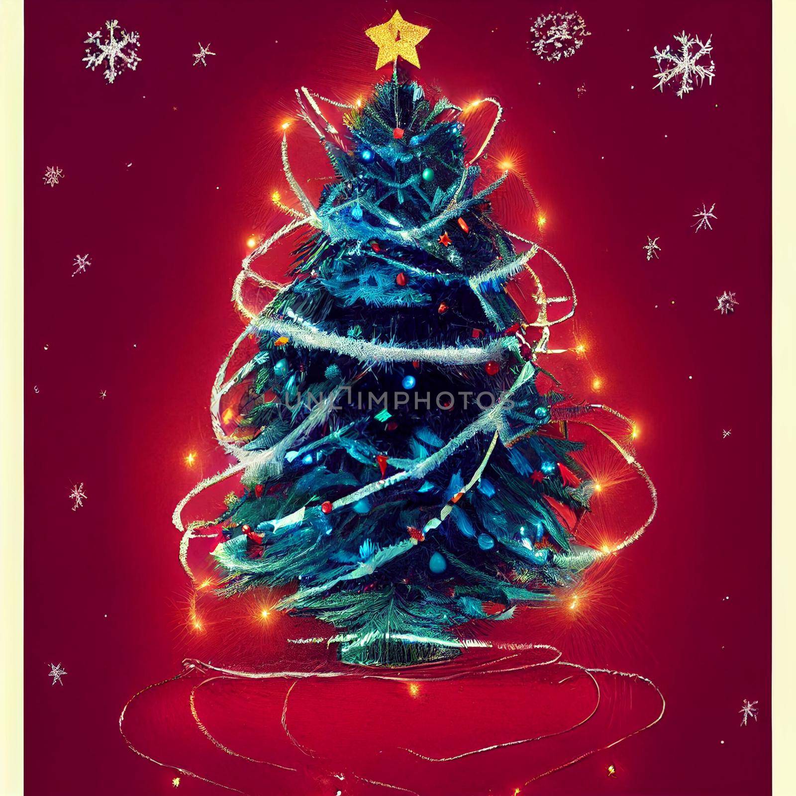 beautiful hand-drawn abstract image of a Christmas tree by NeuroSky