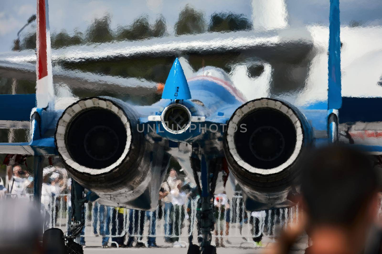Performance of the aerobatic team Russian Knights, Russian Air Force. On planes Sukhoi Su-30S, NATO code name: Flanker-E. International Military-Technical Forum Army-2020 . 09.25.2020, Moscow, Russia.