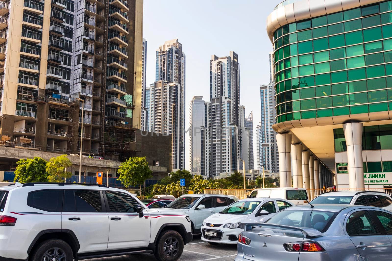 Dubai, UAE - 09.29.2022 - Modern buildings in Business Bay district