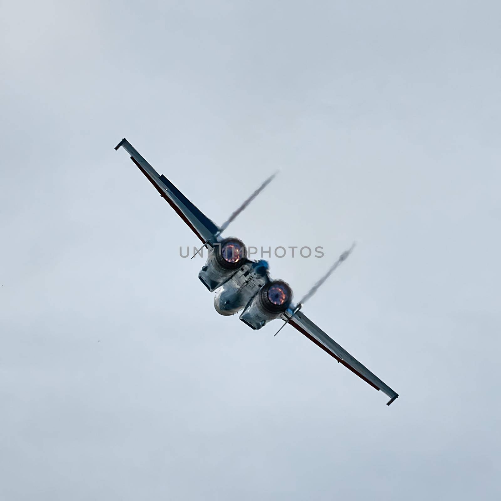 Combat fighter jets flyby with afterburner. clear sky full afterburner.