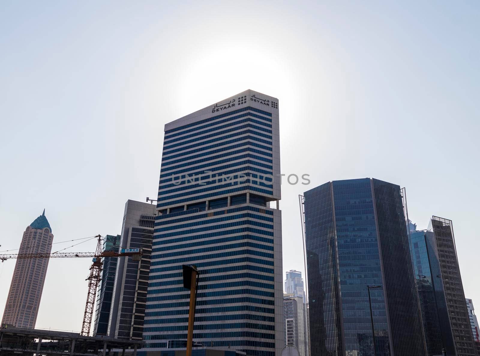 Dubai, UAE - 09.29.2022 - Modern buildings in Business Bay district