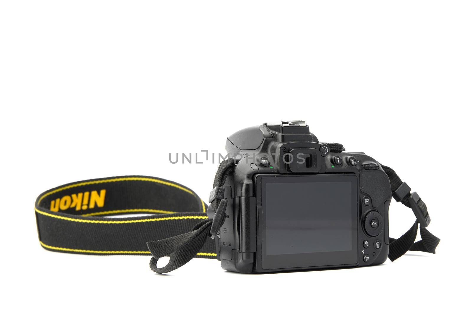 Nikon DSLR Camera Nikon D5300 isolated on white background. Detail photos of Nikon D5300 body with grip. 03.04.2021, Rostov region, Russia by EvgeniyQW