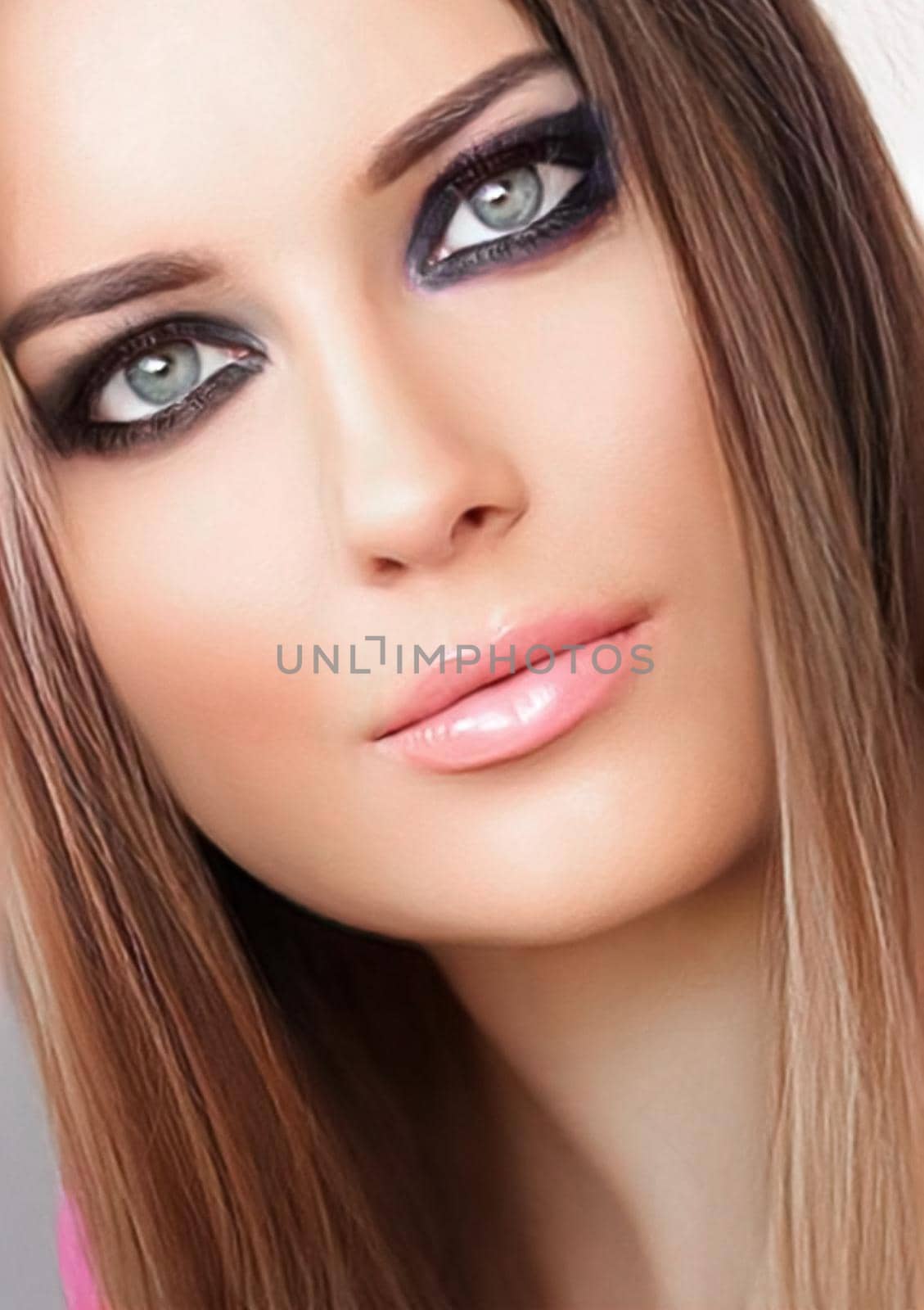 Glamour, beauty and make-up, beautiful woman with smokey eyes makeup, face portrait by Anneleven