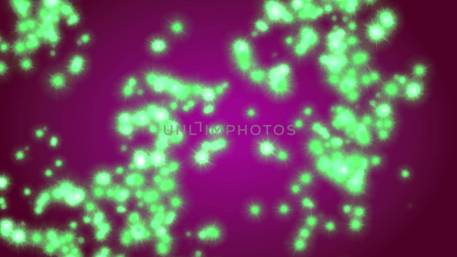 Abstract purple background with green sparks