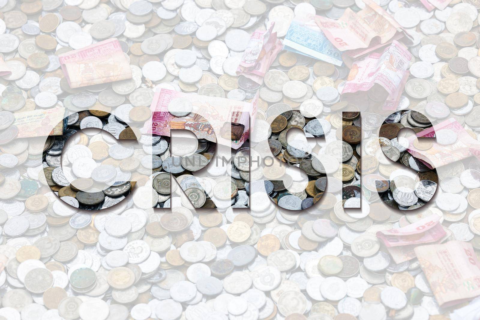 Financial crisis. The crisis in the economy, The background of coins and banknotes. money is depreciating.
