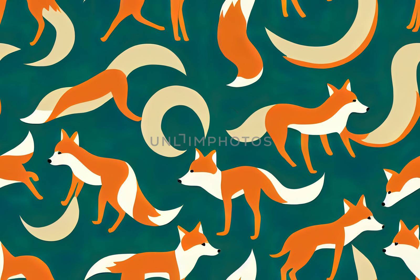 Forest animals seamless pattern. Wolf and fox pattern.