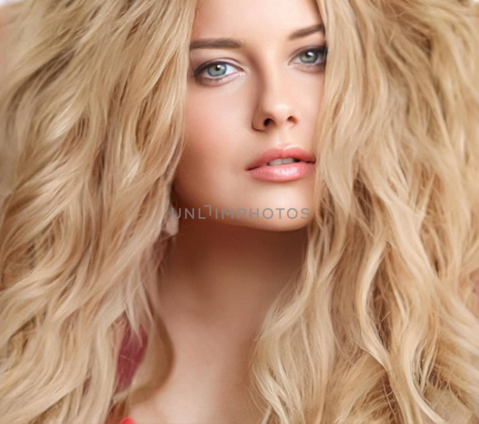 Hairstyle, beauty and hair care, beautiful blonde woman with long blond hair, glamour portrait for hair salon and haircare by Anneleven