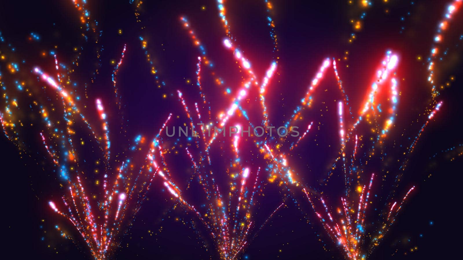 Abstract purple background with multicolored fireworks by Vvicca
