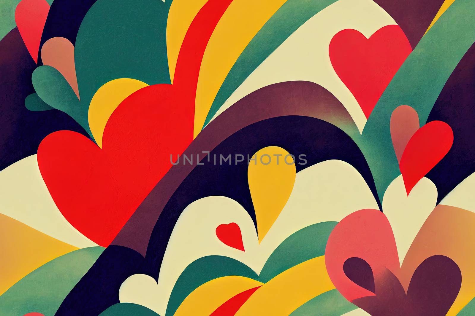 Seamless rainbow pattern with hearts. Illustration