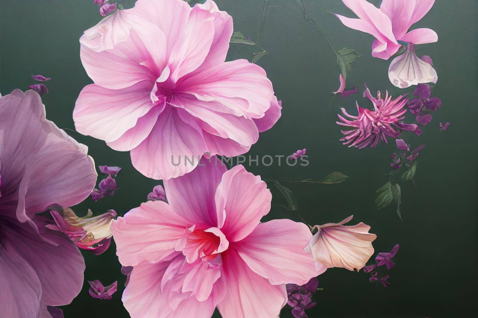 Beautiful flowers in an enchanted garden