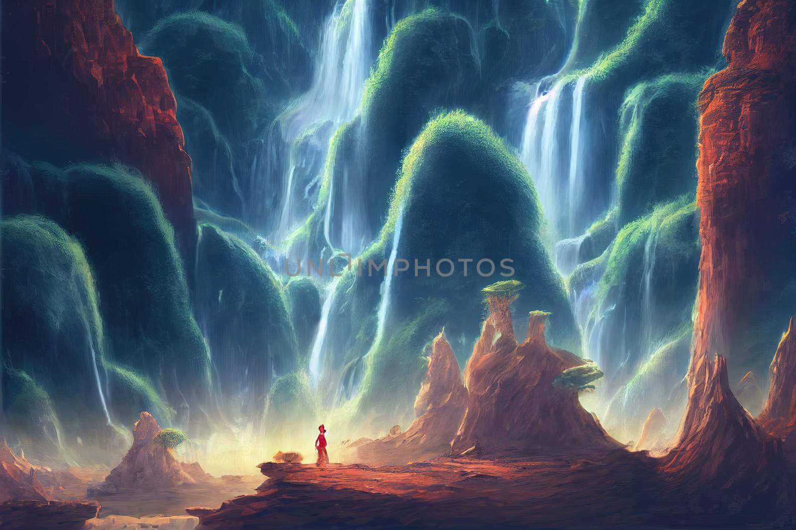 digital illustration of fantasy futuristic science fiction floating land by 2ragon