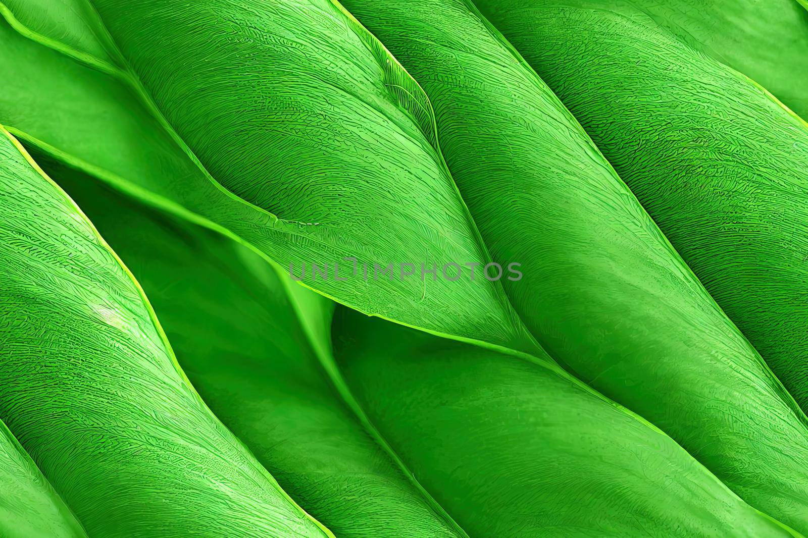 Botanical seamless pattern, banana leaves, vines and other leaves on light green background