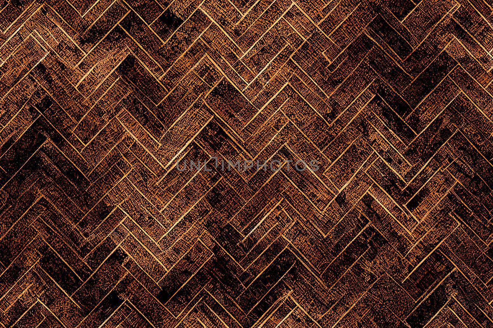 Dark leaf mosaic effect banner texture. Masculine geometric seamless border melange pattern. Hand drawn variegated irregular shapes background. Textured classic brown hipster ribbon trim.