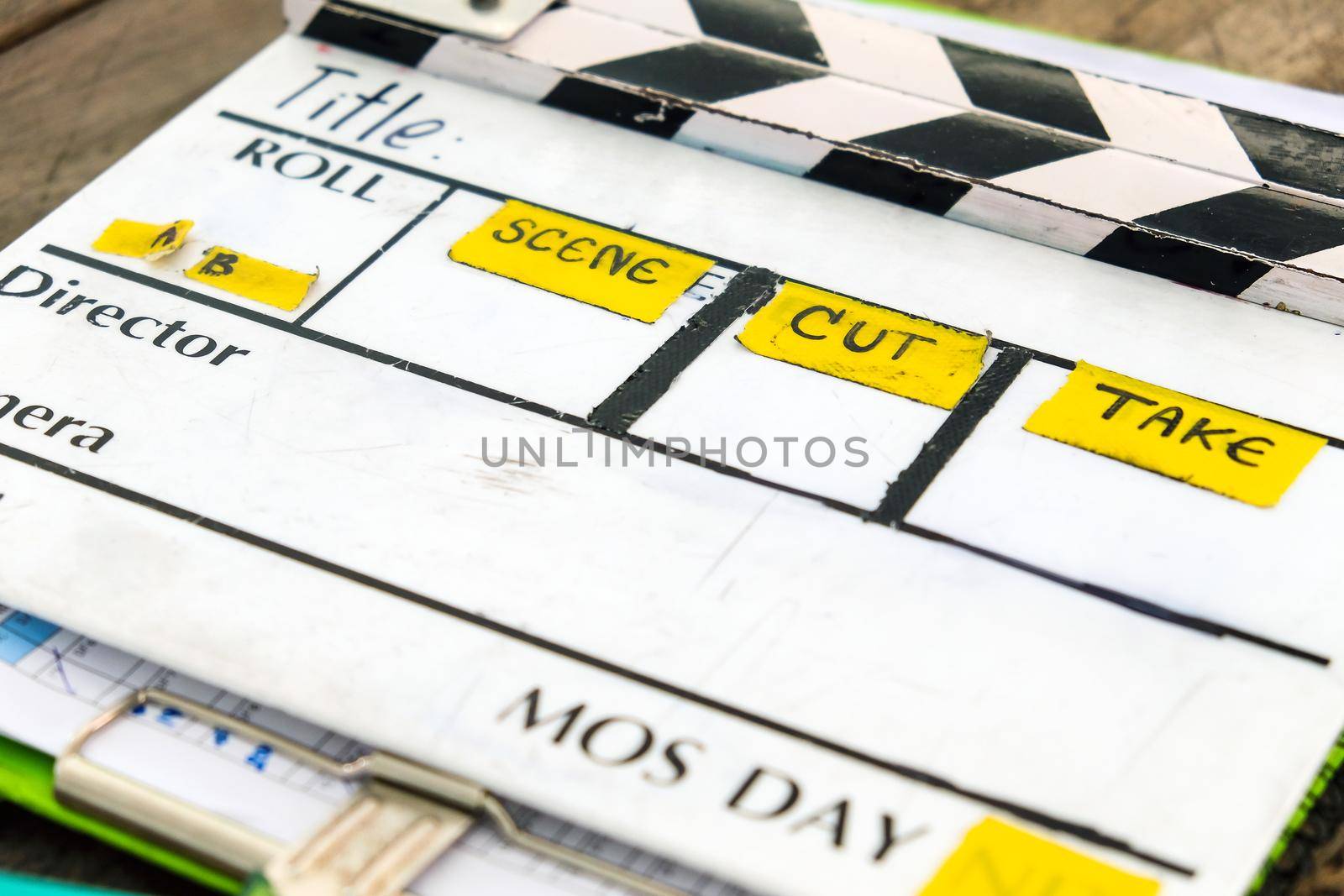 behind the scene, Film Slate on set