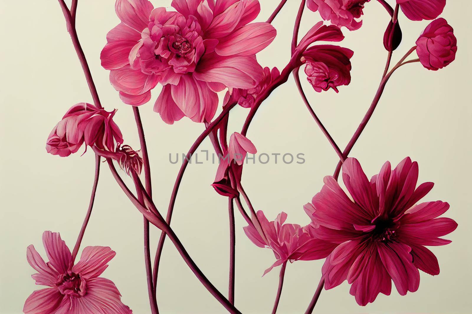 Pink floral design. High quality 2d Illustration