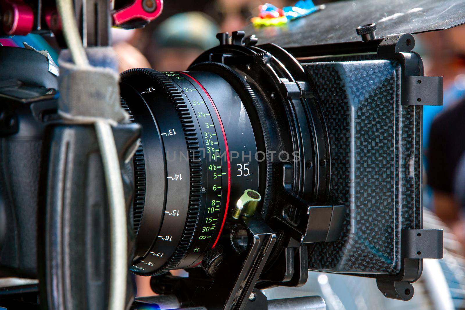 detail of Video camera , film crew production, behind the scenes background