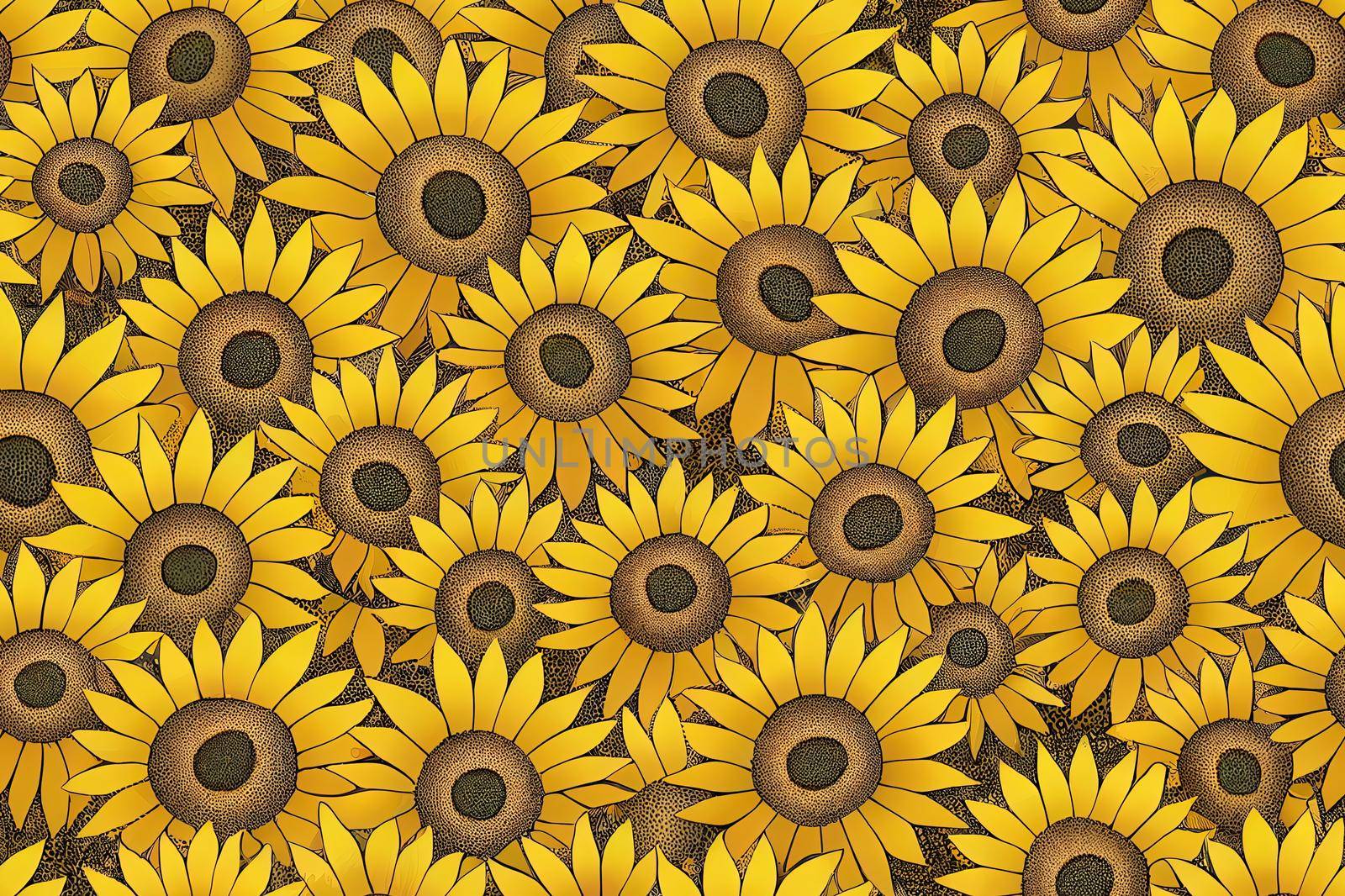 Sunflowers seamless pattern, leopard background, Abstract digital paper, Scrapbooking