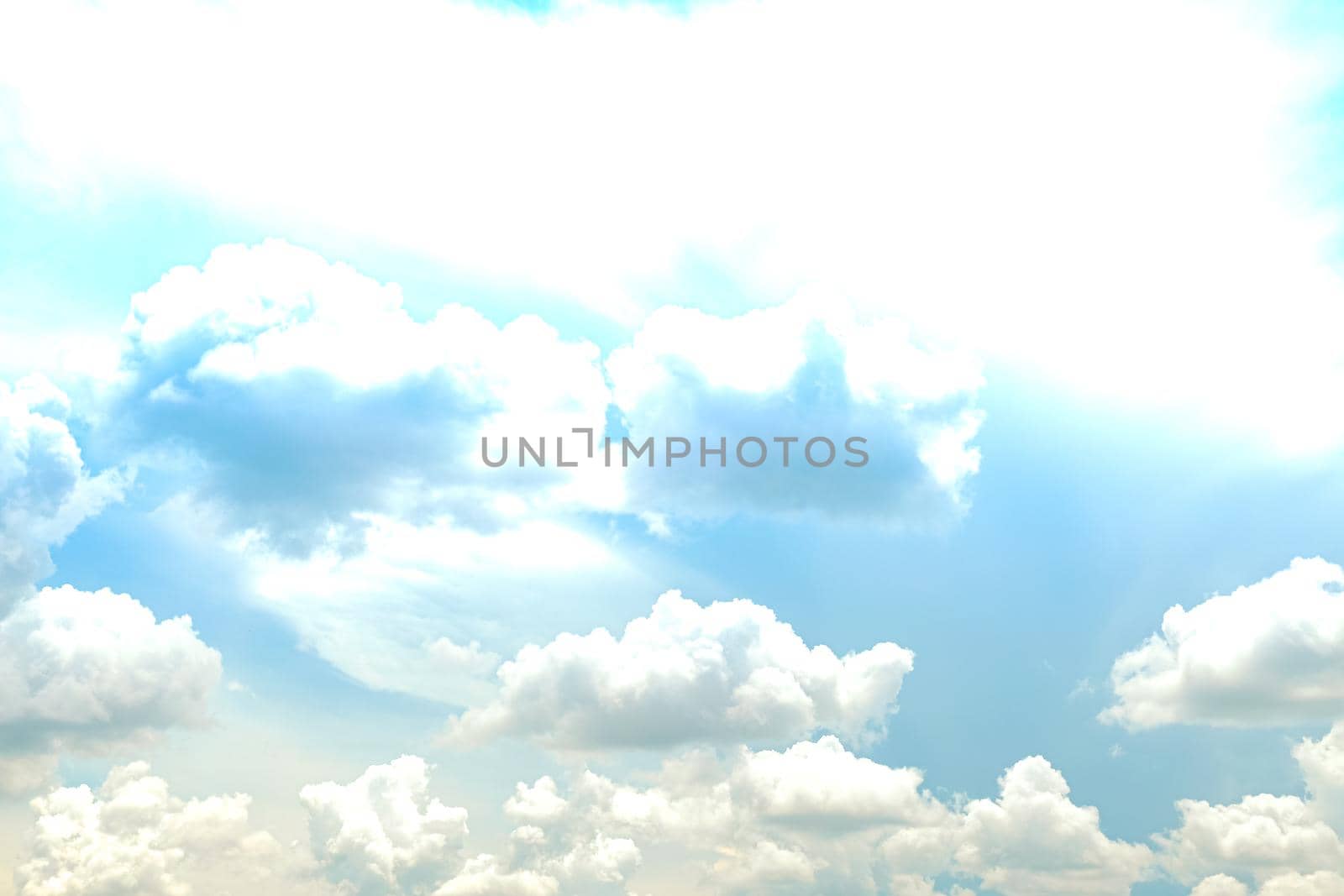 white cumulus clouds on Cloudy blue sky fair weather day abstract nature season background