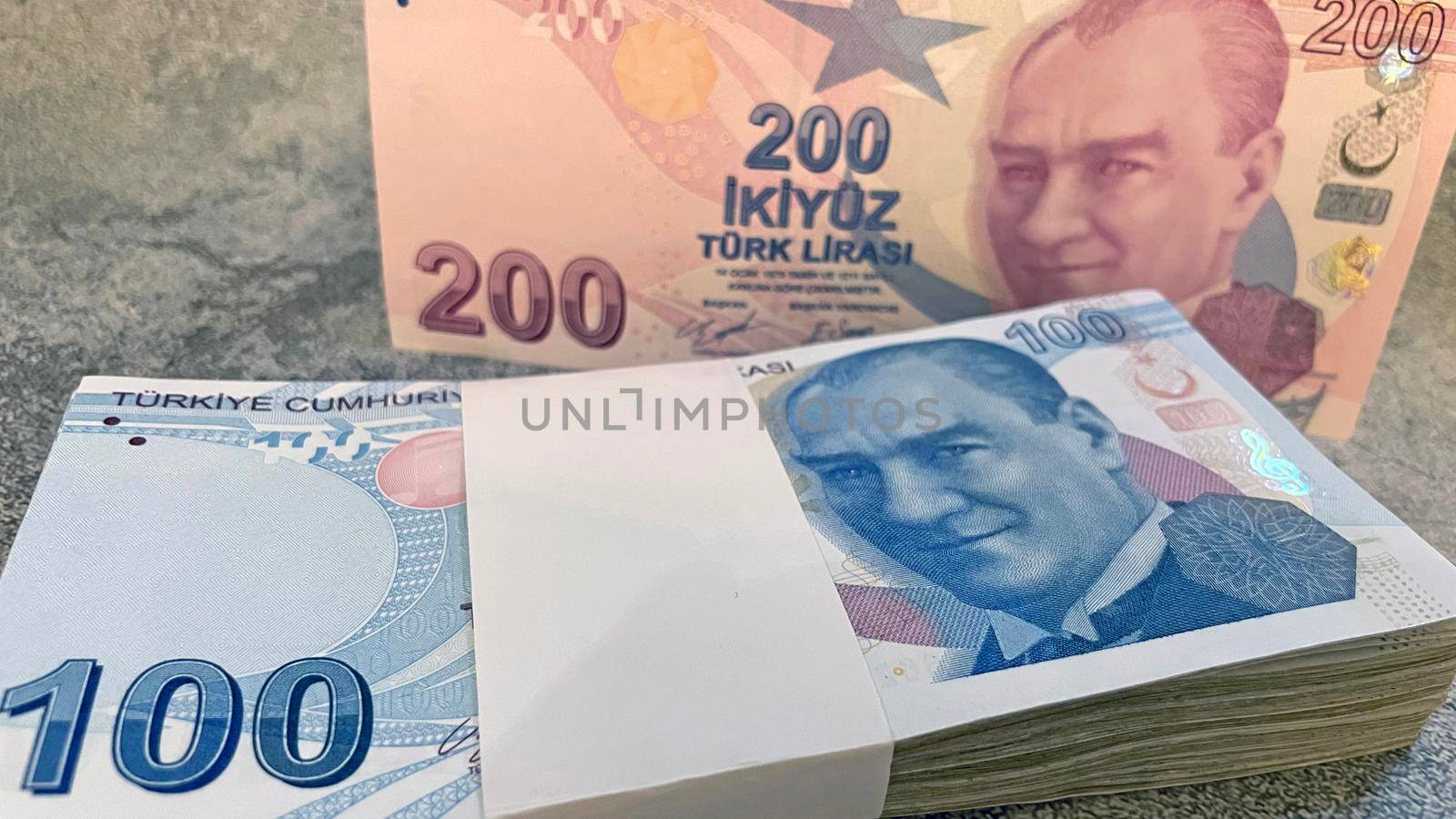 close-up Turkish lira banknotes for finance and economy