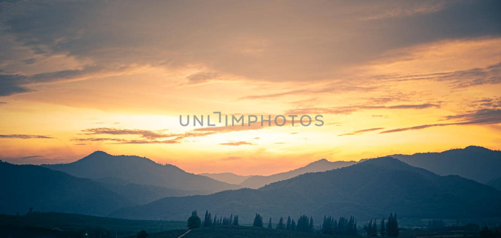 Mountain valley during sunrise natural summer landscape by Petrichor
