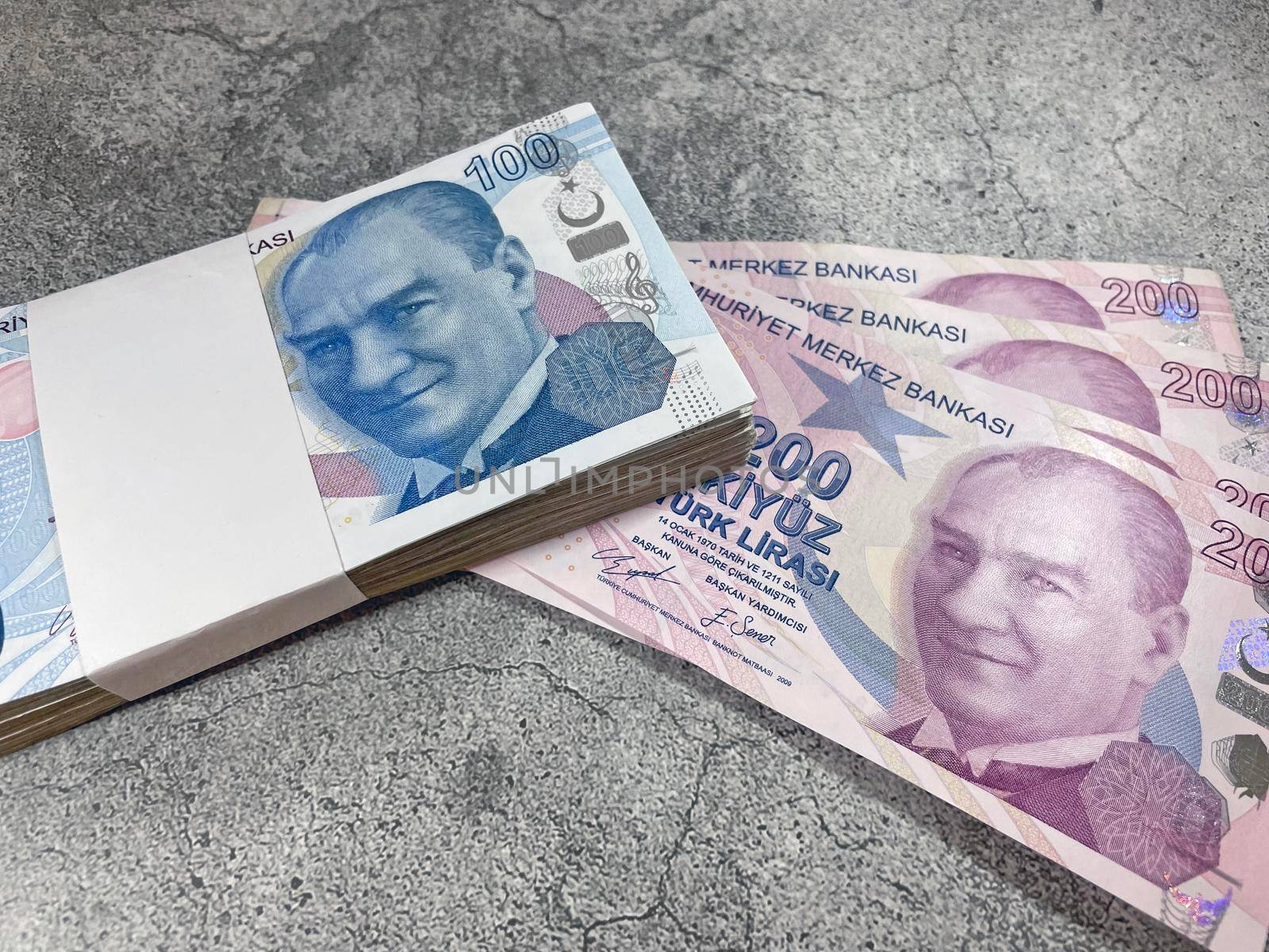 close-up Turkish lira banknotes for finance and economy