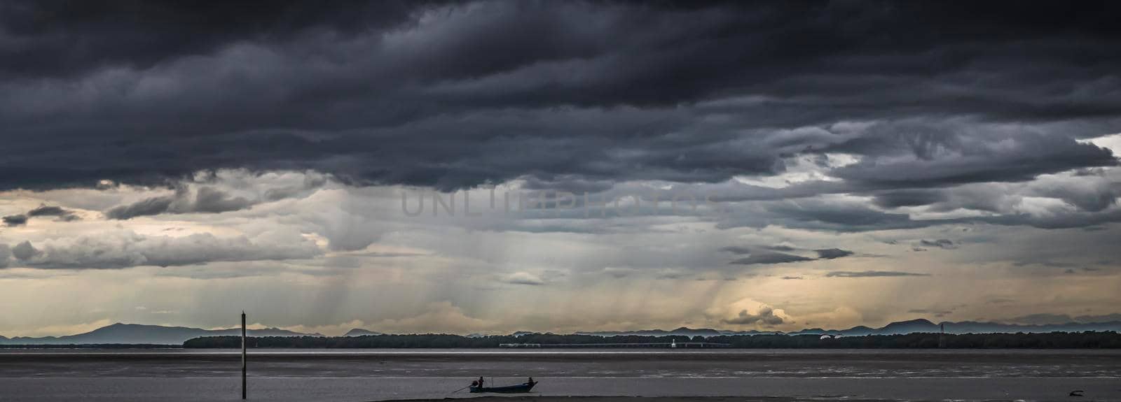 Stormy sky with dramatic clouds at sunset season nature background by Petrichor