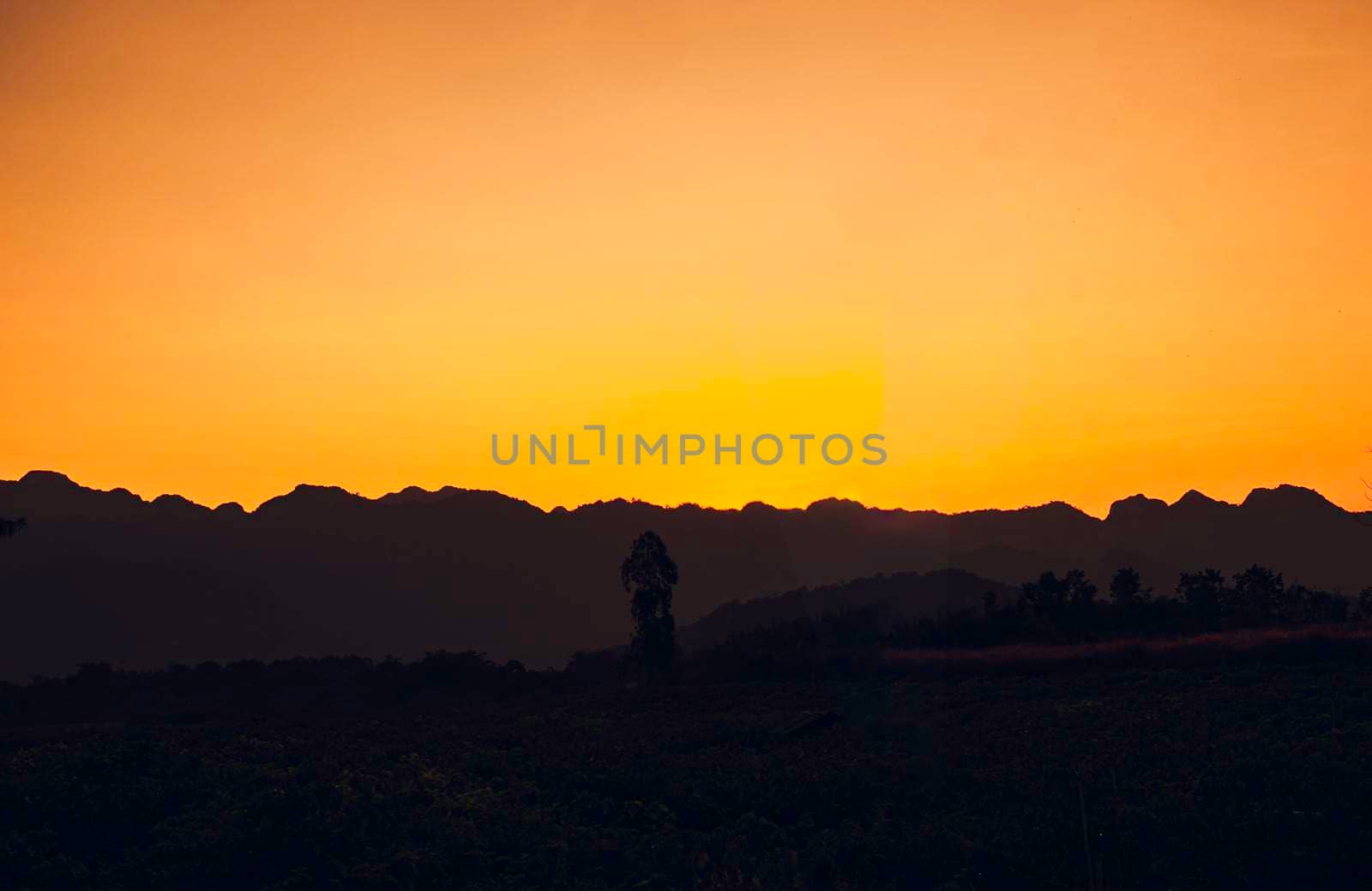 Mountain valley during sunrise sunset natural summer landscape nature background
