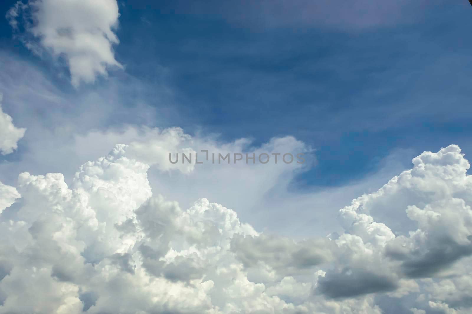Panorama blue sky background with tiny clouds. by Petrichor