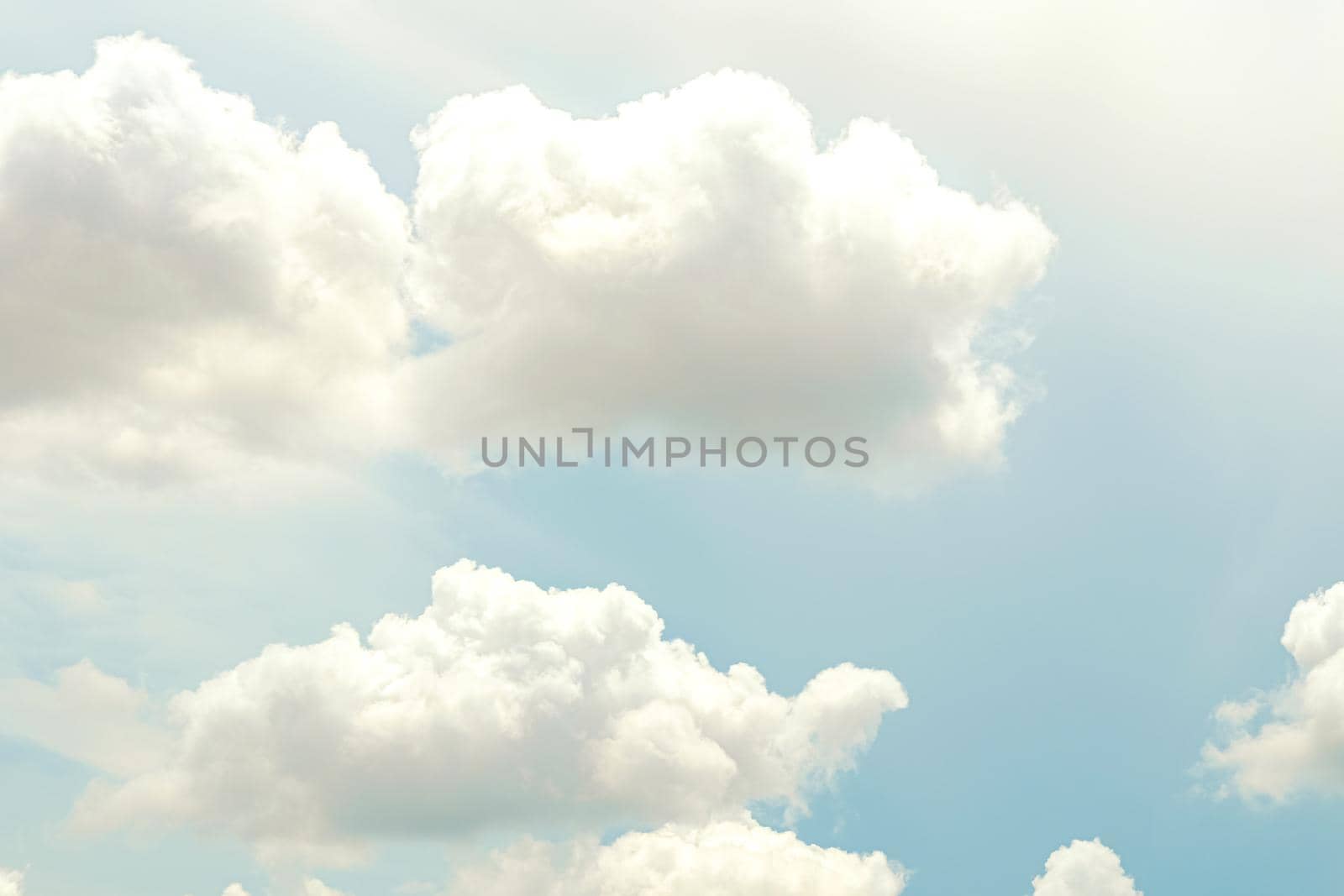 white cumulus clouds on Cloudy blue sky fair weather day abstract nature season background by Petrichor