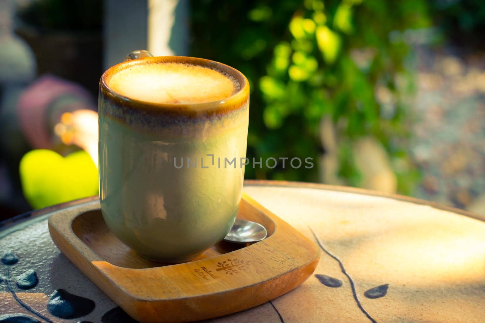 sunrise morning coffee. Morning cup of coffee on the against the backdrop of the rising sun sunrise