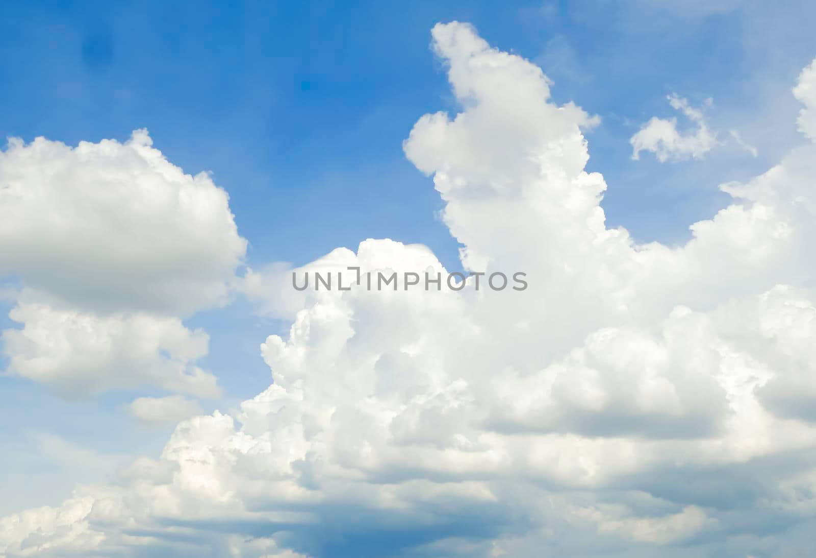 Panorama blue sky with tiny white clouds nature seasonal background