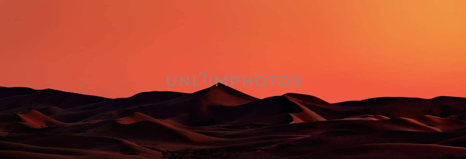 Beautiful Sand dunes in the Gobi desert, Mongolia. View of the beautiful sand dunes. Fire dunes at dawn