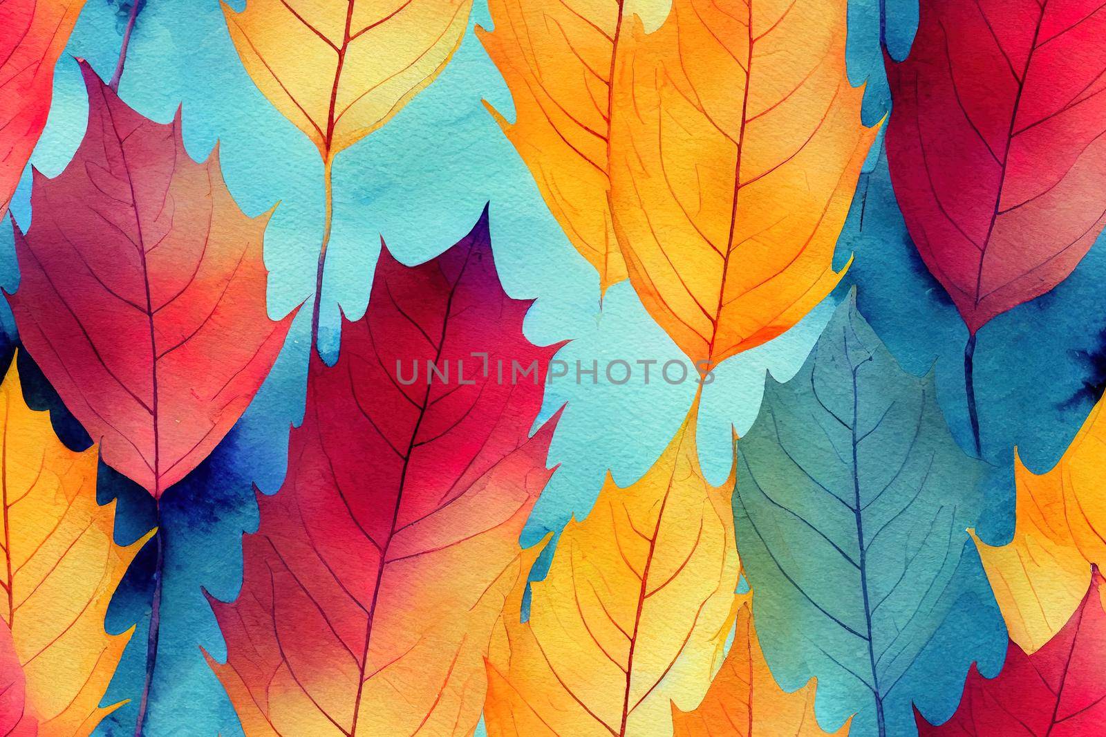 Seamless watercolor botanical pattern. Digitally hand painting floral background. Modern leaves design for fabric, wallpaper, surface.