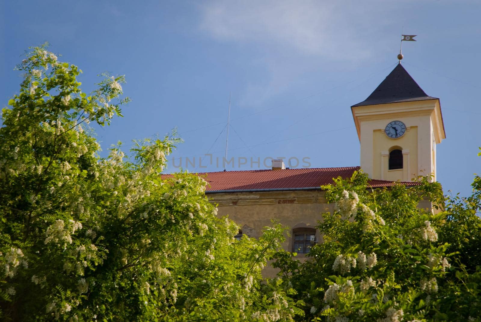 Old medieval castle with towers.