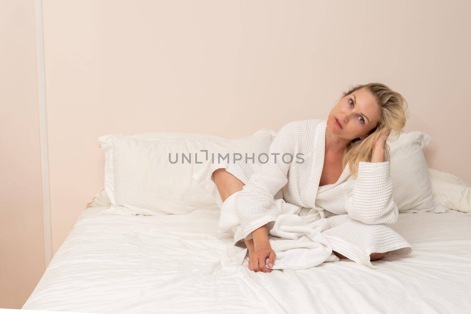 Cell copyspace female bed beauty spa bathrobe care hotel lady, concept unrecognizable young in relax for caucasian girl, gown dressing. Hygiene therapy african, by 89167702191