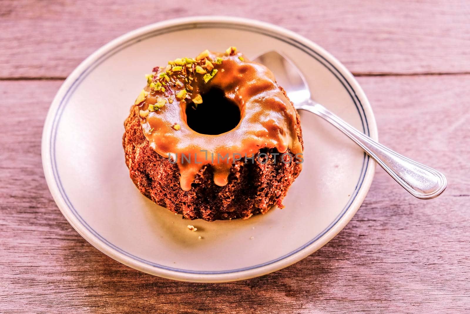 Date Cake with apple Cinnamon Bundt Cake with Caramel dessert food.