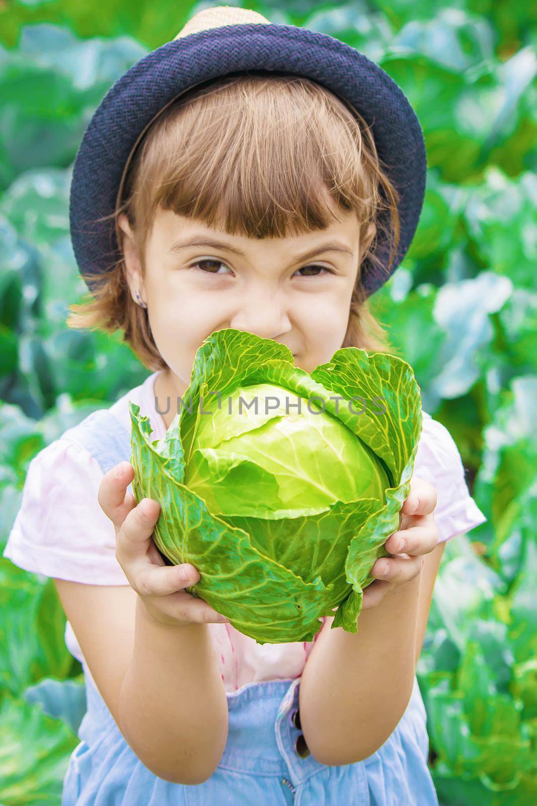 Child and vegetables on the farm. Selective focus. nature.