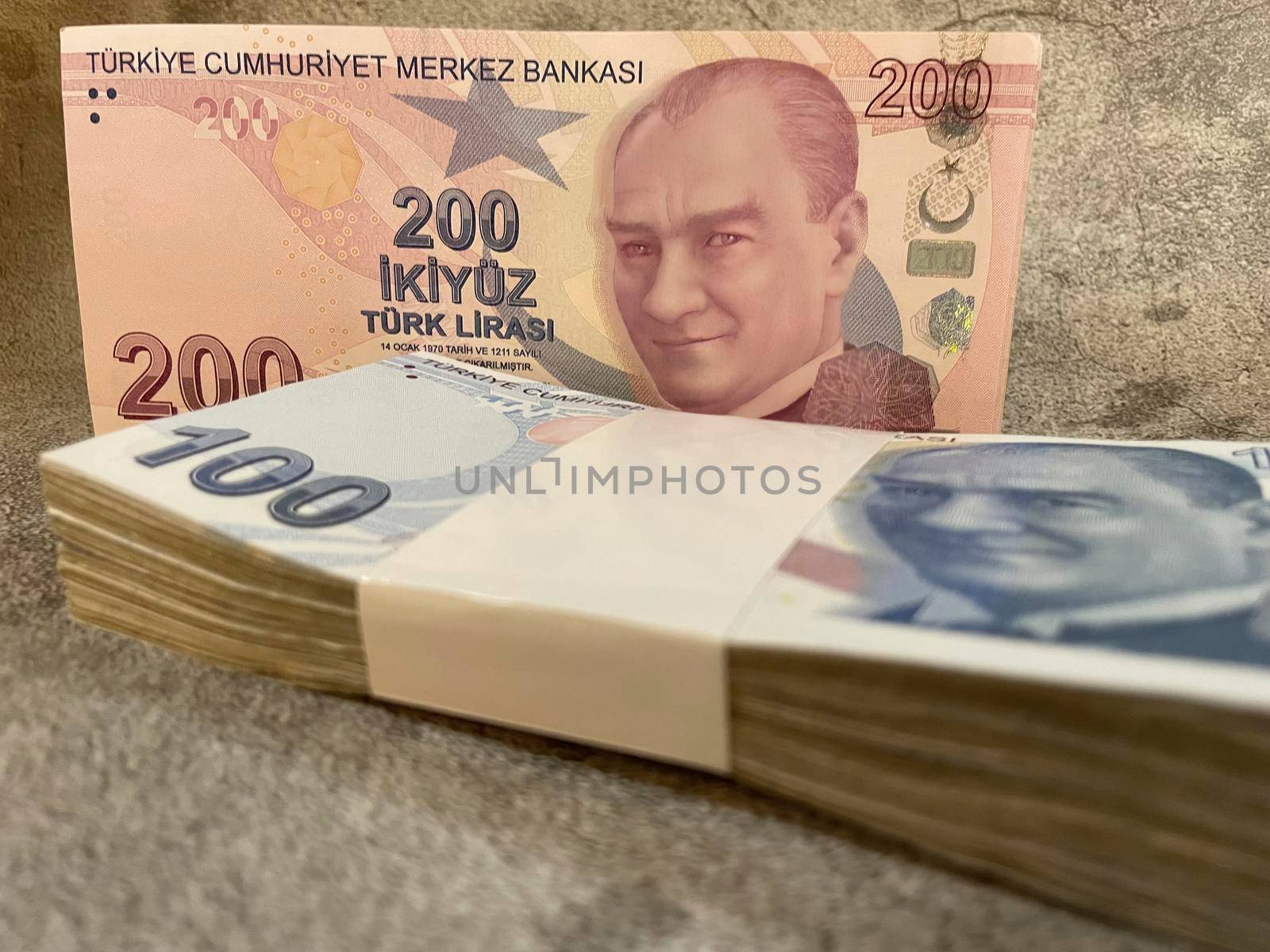 close-up Turkish lira banknotes for finance and economy