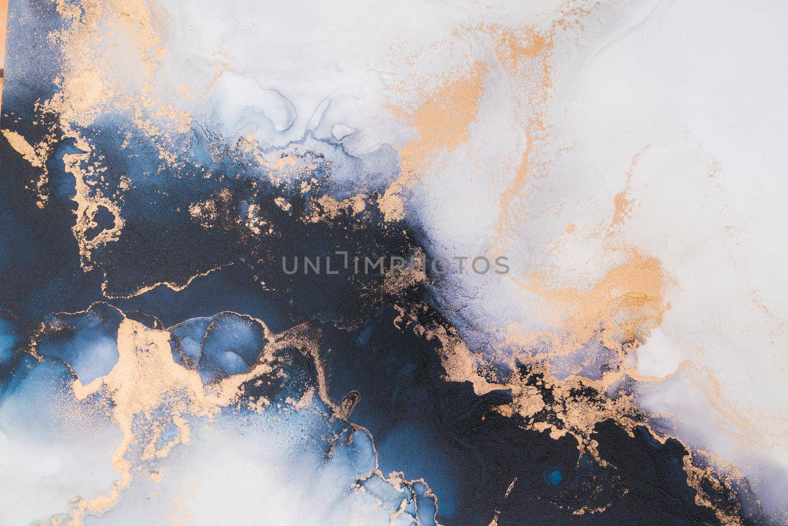 Marble ink abstract art from exquisite original painting for abstract background . Painting was painted on high quality paper texture to create smooth marble background pattern of ombre alcohol ink .