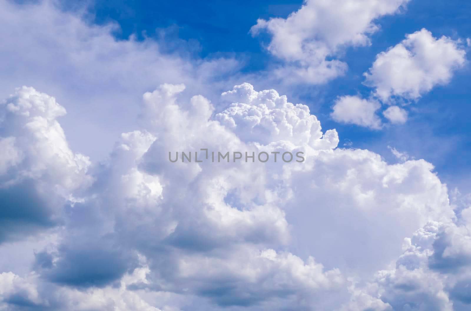 Panorama blue sky with tiny clouds nature abstract seasonal background