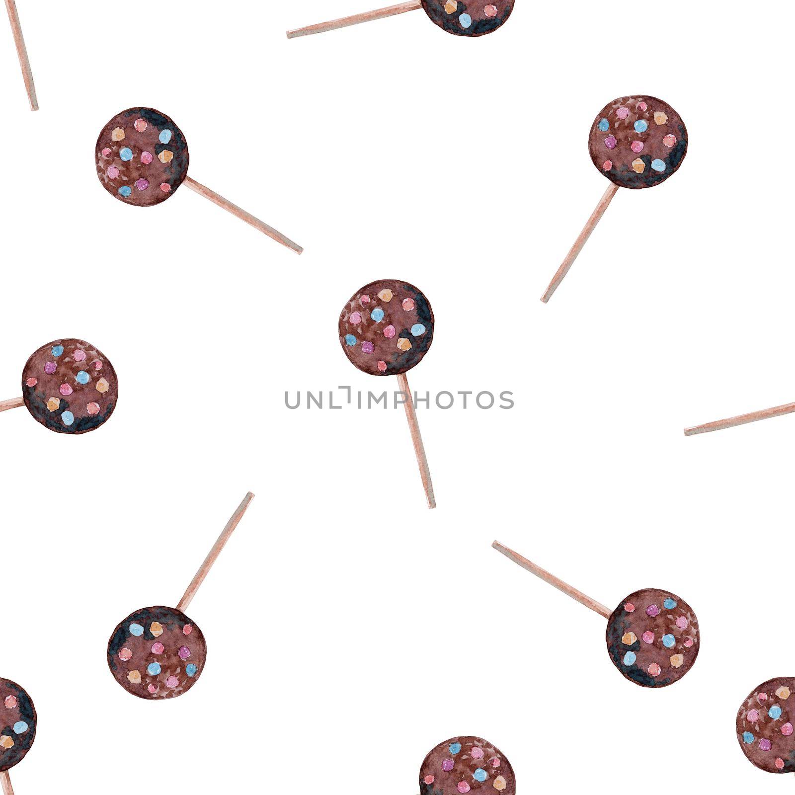 watercolor pop cakes seamless pattern on white background by dreamloud