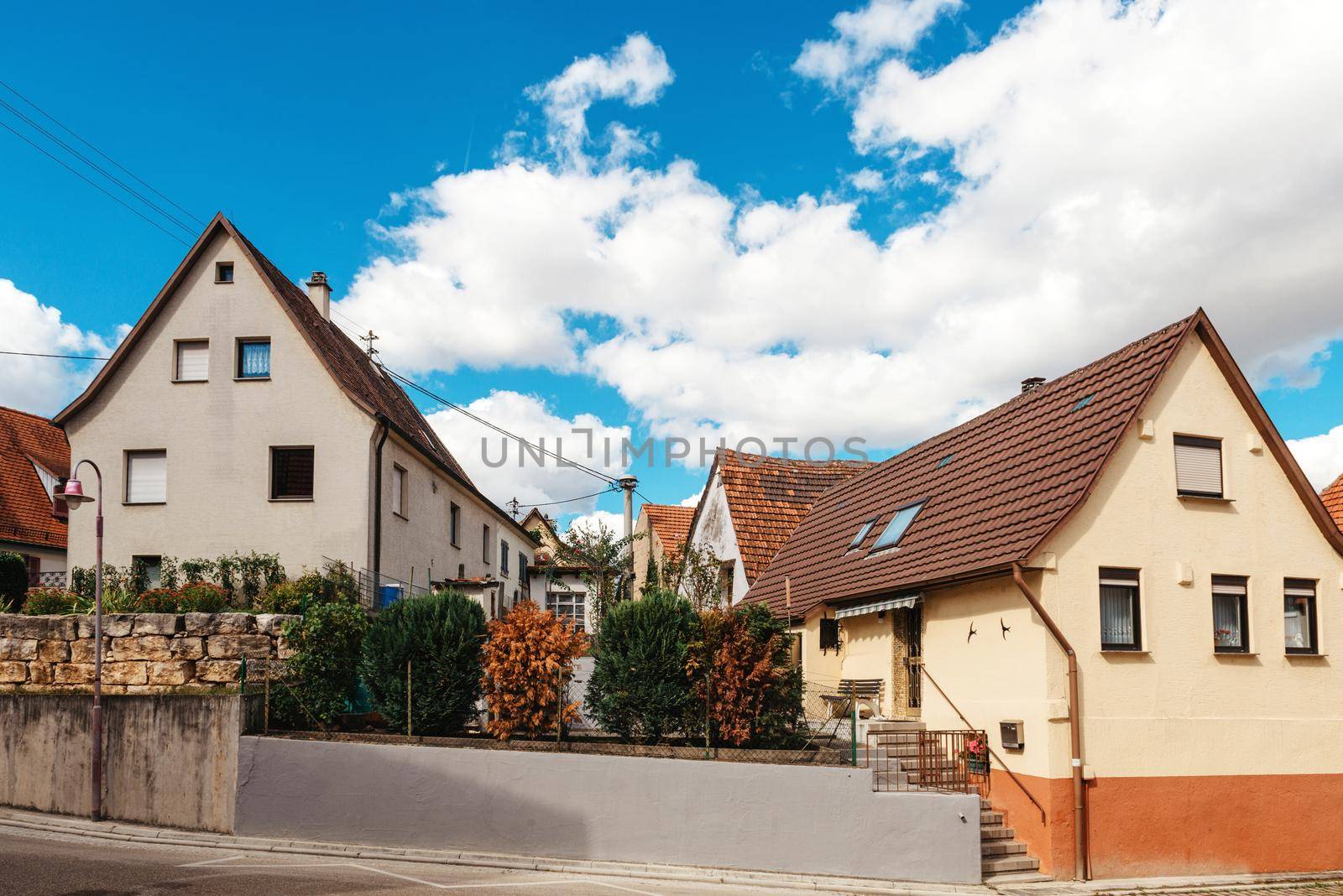 Freiberg am Neckar On the Sunset. Small European town in Baden Wurttemberg, Germany, Europe. Nekar river, southwestern Germany,