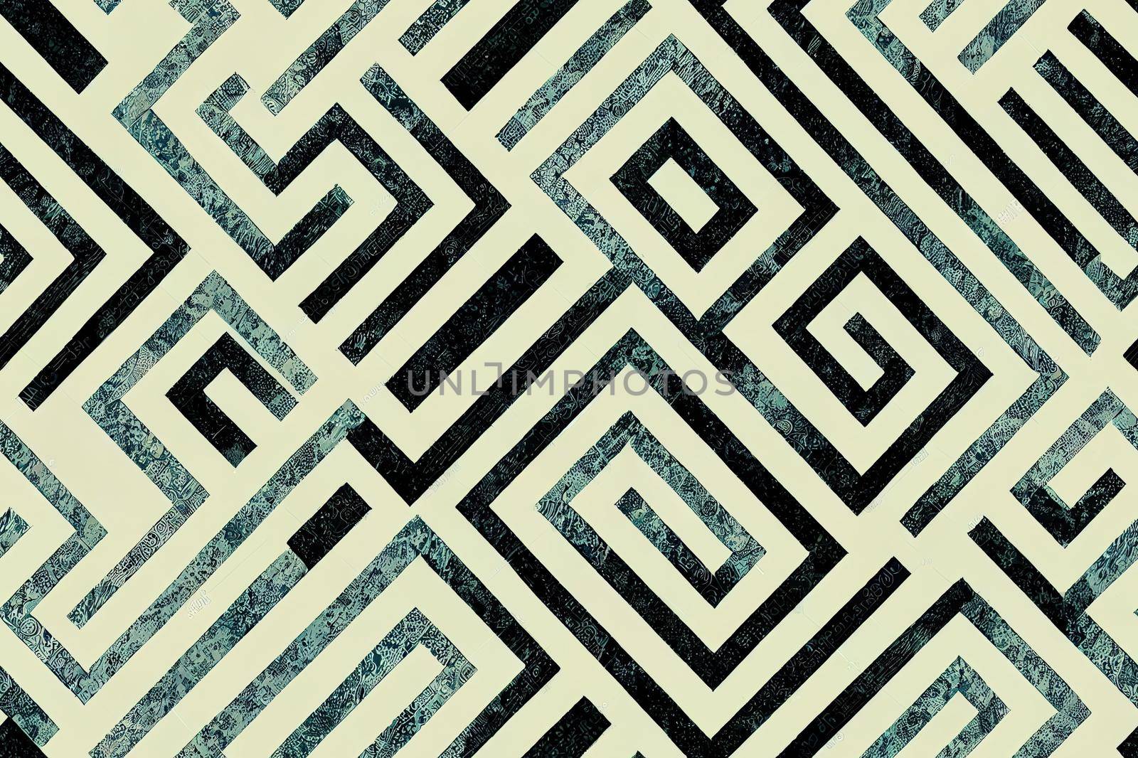 Seamless vintage pattern with an effect of attrition. Patchwork tiles. Hand drawn seamless abstract pattern from tiles. Azulejos tiles patchwork. Portuguese and Spain decor. Hexagon pattern