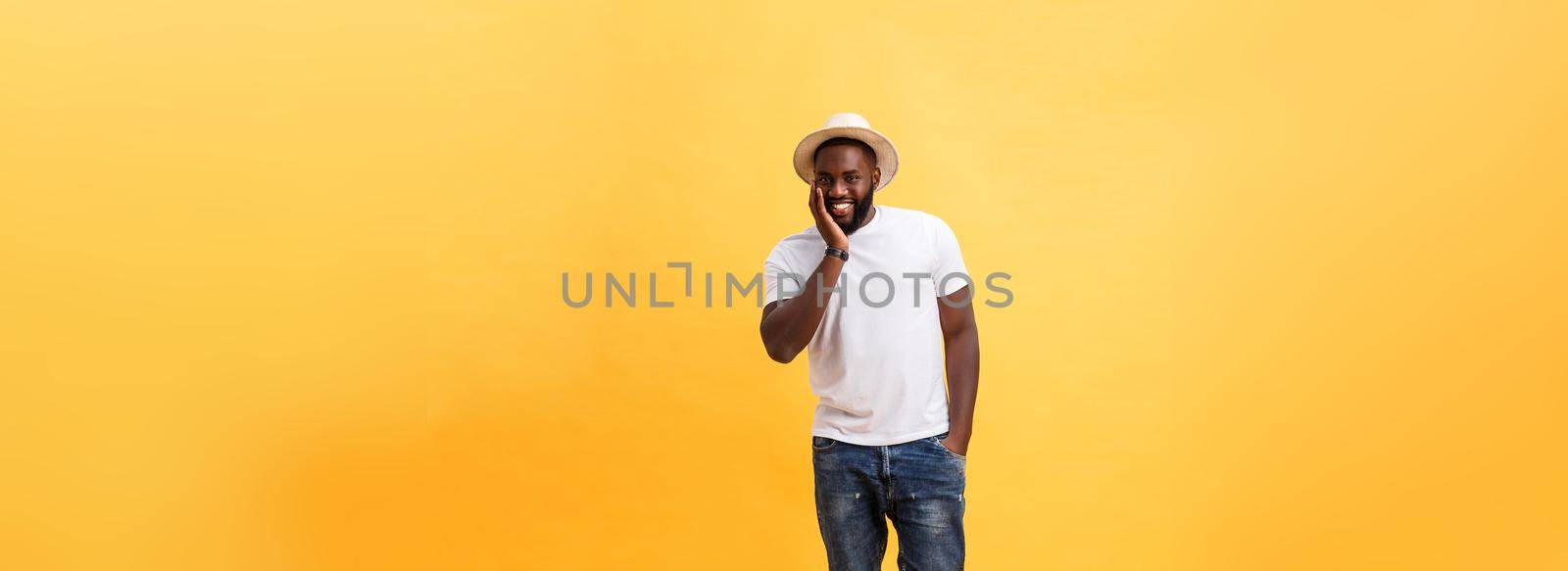 Full length young handsome african american man looking away by Benzoix