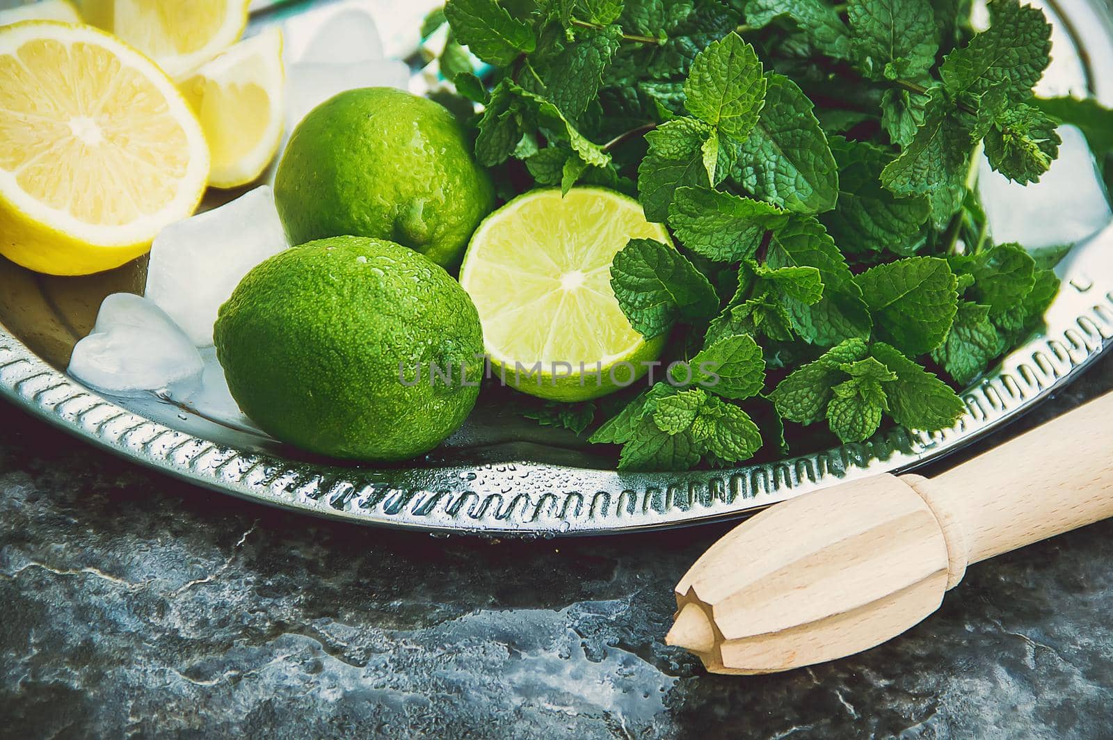 Drink lime and mint. Selective focus. food. by yanadjana