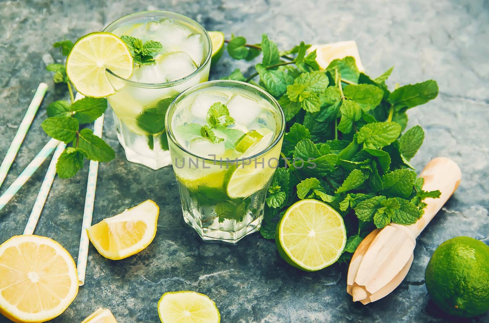 Drink lime and mint. Selective focus. food. by yanadjana