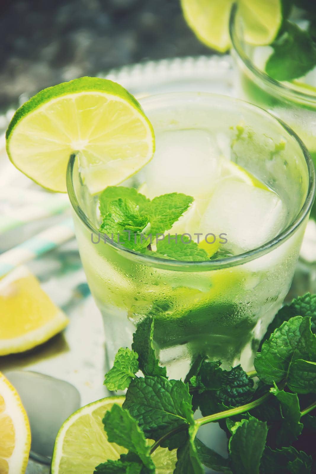 Drink lime and mint. Selective focus. food. by yanadjana