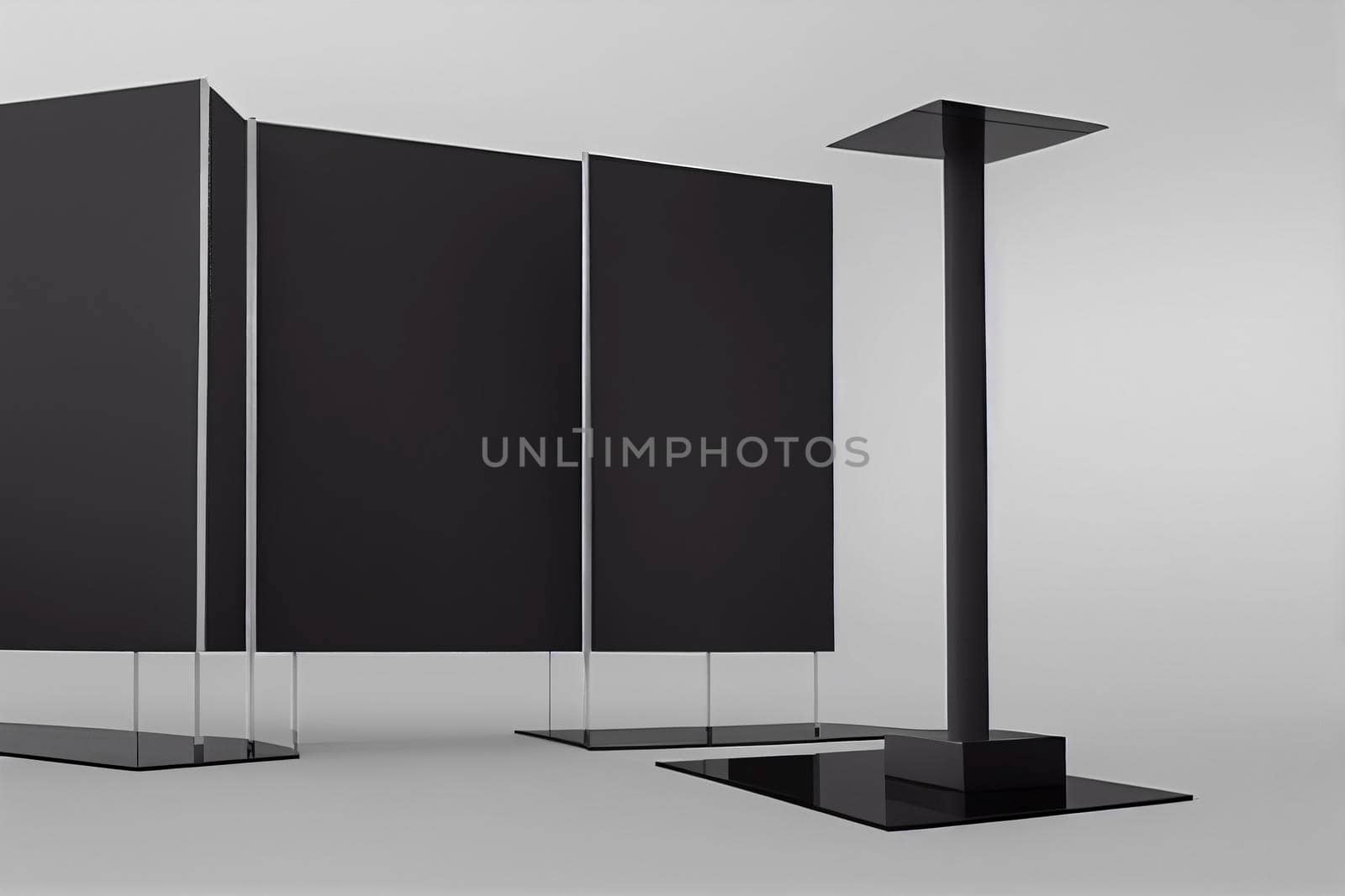 Reworked modern architecture photo featuring spacious empty area for text placement. Abstract business interior in minimalism or hi-tech design. 3d rendering. by jbruiz78