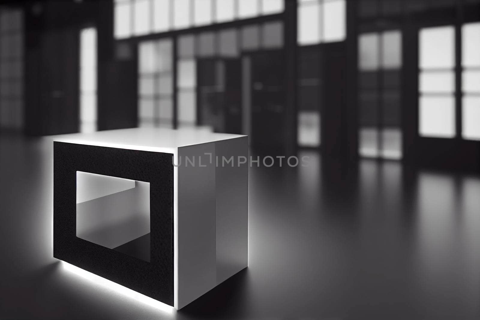 Reworked modern architecture photo featuring spacious empty area for text placement. Abstract business interior in minimalism or hi-tech design. 3d rendering. by jbruiz78