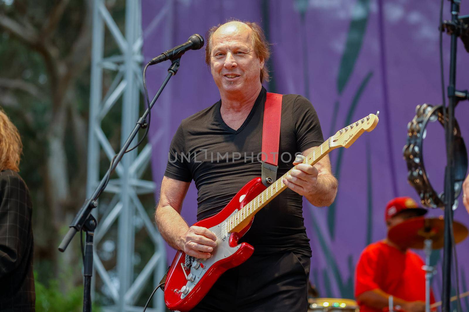 San Francisco, CA, 1st October, 2022, Grammy nominee Adrian Below performs the Talking Heads 1980 classic Remain in Light at the 2022 Hardly Strictly Bluegrass Festival in Golden Gate Park.